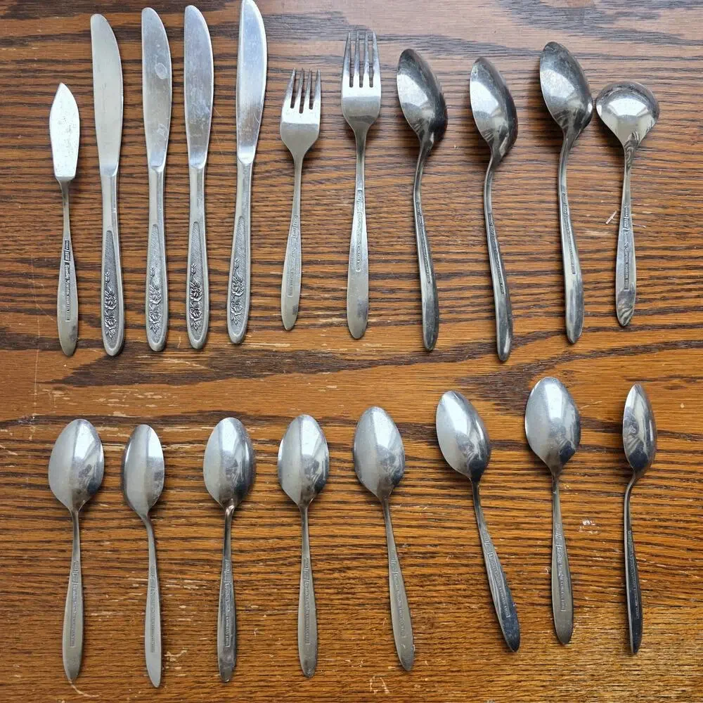 VTG MCM‎ Ekco Eterna Country Garden Silverware Lot 19 Pcs Stainless Steel Korea